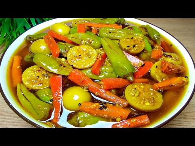 Mix Achar Recipe | Mix Pickle Recipe | Lemon Gajar Hari Mirch Ka Achar | Achar Banane Ka Tarika |