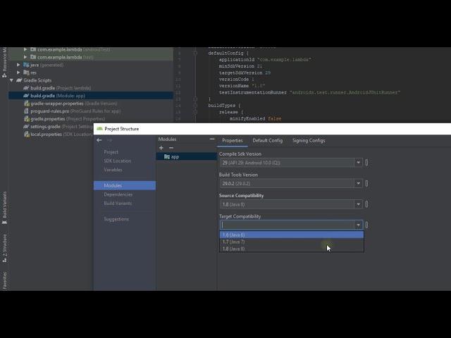 How to use lambda in Android Studio