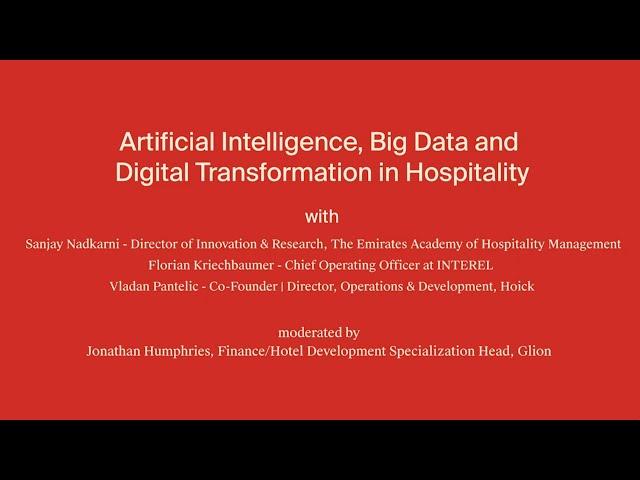 Artificial Intelligence, Big Data and Digital Transformation in Hospitality