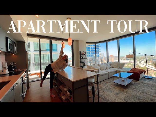 LUXURY Apartment Tour | city views, floor to ceiling windows, night walk through