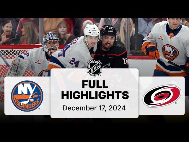 NHL Highlights | Islanders vs. Hurricanes | December 17, 2024