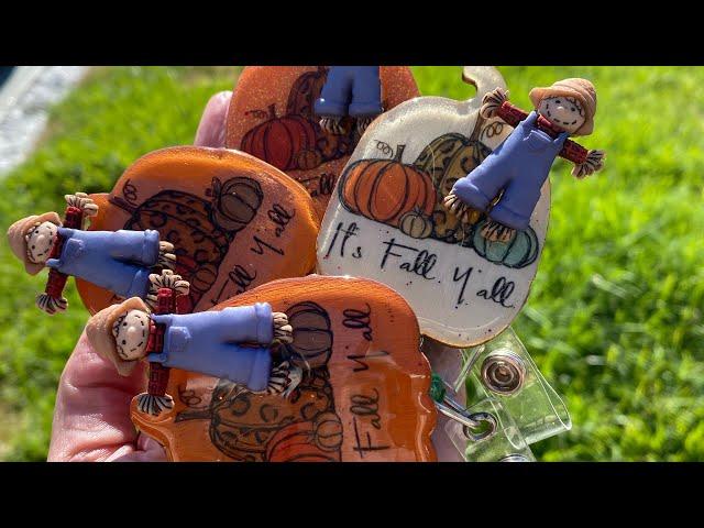 Easy Fall badge reels using dollar tree items and  Cricut