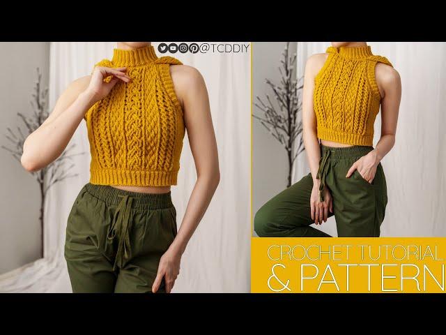 How to Crochet: Cable Stitch Hooded Vest | Pattern & Tutorial DIY
