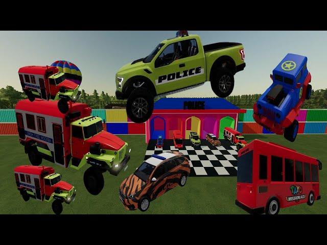 TRANSPORTING HELICOPTER  MIXER TRUCK POLICE CARS TO GARAGE WITH MAN TRUCK  Fs22 Part 5