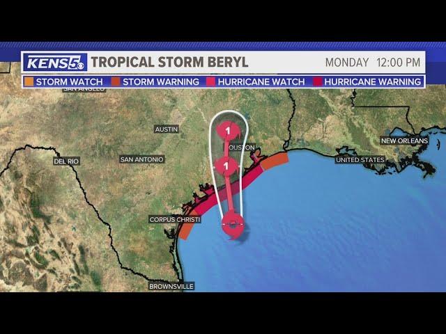Continued team coverage tracking path of Tropical Storm Beryl, landfall expected overnight