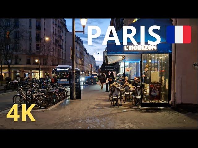 Paris, France - Discover the 11th arrondissement at night -  Walking tour in Paris 4K