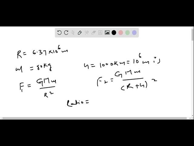 Determine the ratio of Earth's gravitational force exerted on an 80  kg person when at Earth's surfa