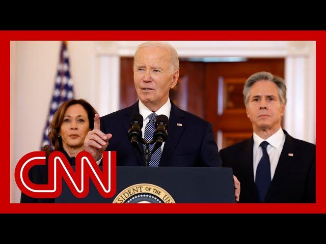 See Biden’s reaction when reporter asks him if Trump should get credit for Gaza ceasefire