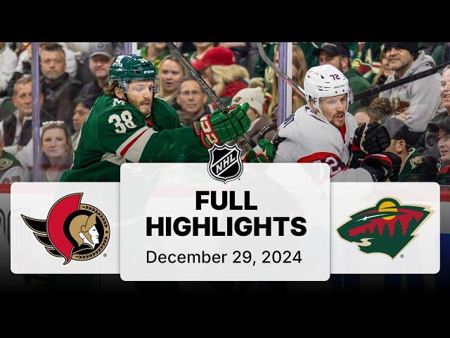 NHL Highlights | Senators vs. Wild - December 29, 2024