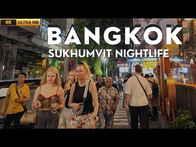 𝟰𝗞 𝗛𝗗𝗥  2024  Night Walk on Sukhumvit Road: Asok to Nana at 9 PM | Thailand Walking Tour