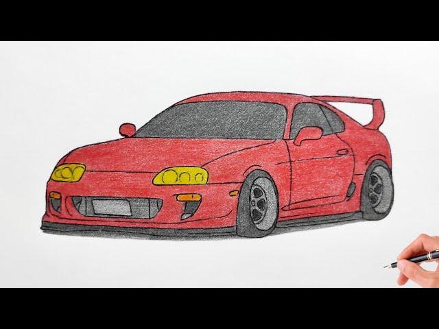 How to draw a TOYOTA SUPRA A80 1993 / drawing car / coloring supra IV / mk4 rz jza80 1996 stance