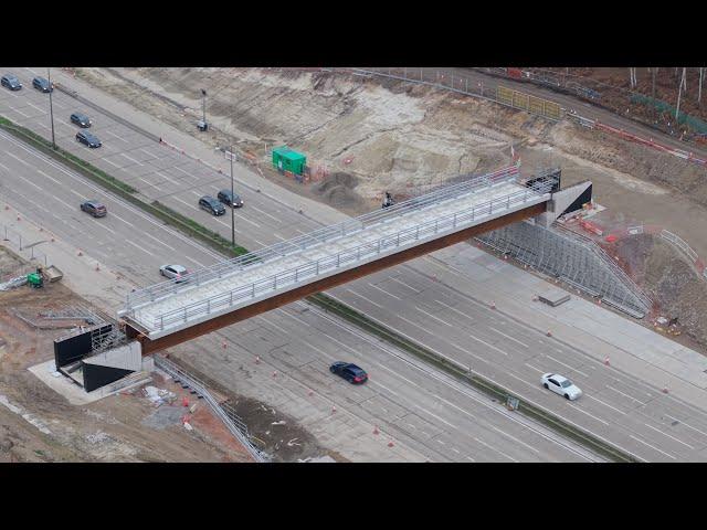 November 2024 - M25 Junction 10 Project, new Clearmount Bridge in place after overnight M25 closure