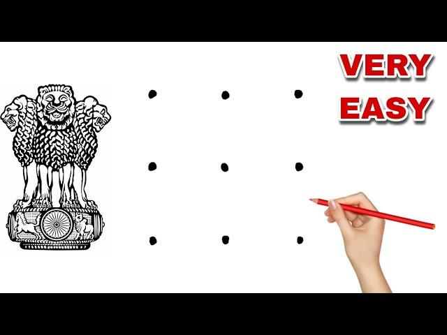 3X3 dots turns into National Emblem Drawing // India Emblem drawing // Independence Day drawing