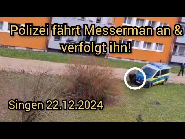 MESSER WEG! Warnschuss & Polizei fährt Messer-Man an und verfolgt ihn!  - Singen 22.12.2024