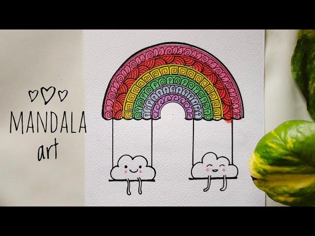 mandala art for beginners | easy drawing | drawing tutorial | pastel rainbow mandala ️ | therapy