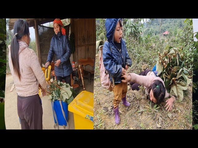 Mother and daughter bring pigweed to sell #youtube