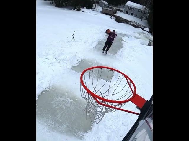 man nails a slam dunk on ice skates (deitz nuts) | #shorts