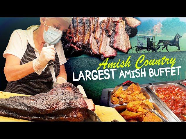 Trying LARGEST AMISH BUFFET | Amish Country FOOD TOUR in Lancaster Pennsylvania