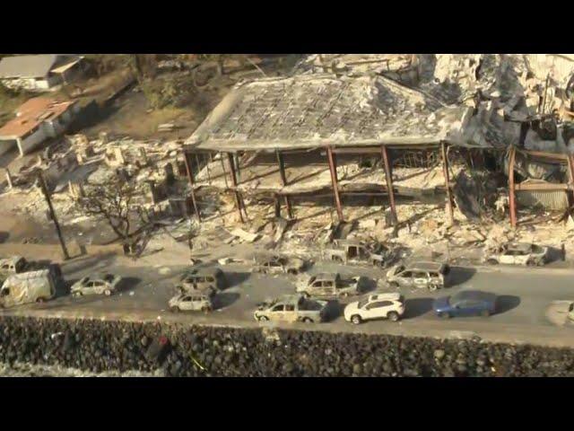 Lahaina, Hawaii fire damage | Raw helicopter video