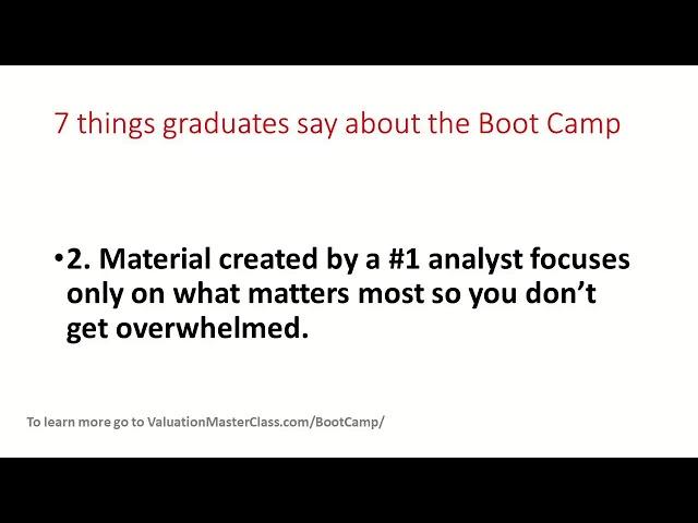 Is the Valuation Master Class Boot Camp right for you?