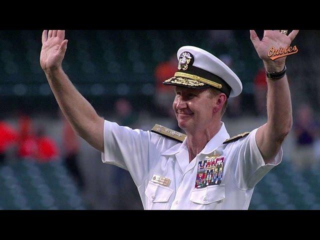 TB@BAL: Rear admiral Carter throws out first pitch