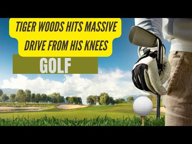 Golf 2024: Tiger Woods hits massive drive from his knees to win long drive contest #golf #tigerwoods