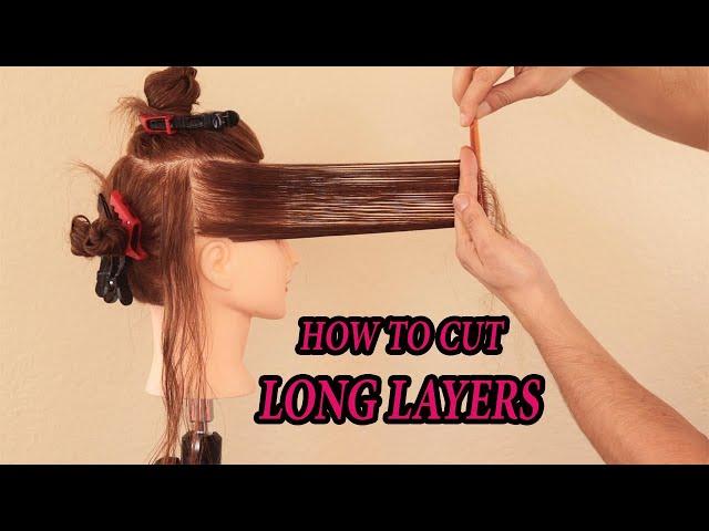 How to cut long layers haircut easy tutorial step by step for beginners, cutting long hair #layers