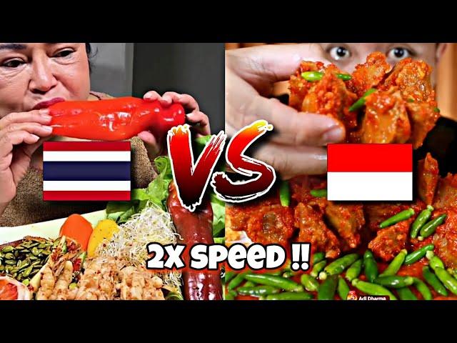 Thai vs Indonesian  Mukbangers Eating compilations in 2x speed !! Asmr fast motion viral Eating