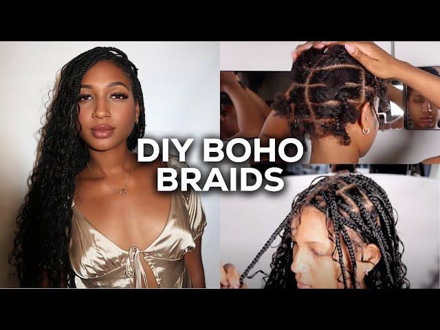 How To Do Boho Knotless Braids On Yourself | DETAILED Parting Step-By-Step | Beginner Friendly