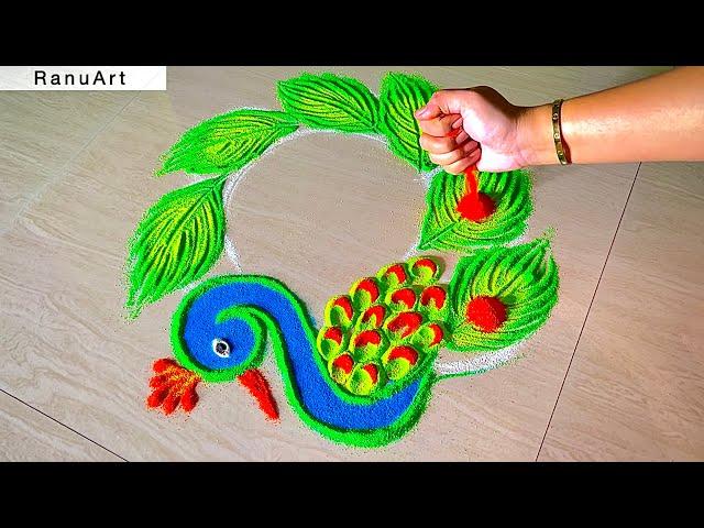 2024 famous rangoli new rangoli designs 2024 daily peacock rangoli designs 2024RanuArt Rangoli