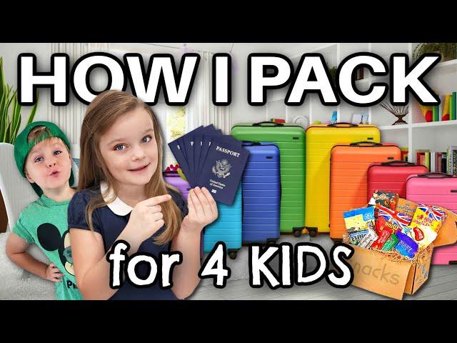 Packing for 4 KIDS (Carry-On ONLY) SNACKS & ACTIVITIES + mystery location *REVEALED*