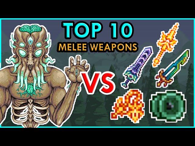 TOP 10 Melee Weapons vs Moon Lord | Terraria 1.4.1 Comparison