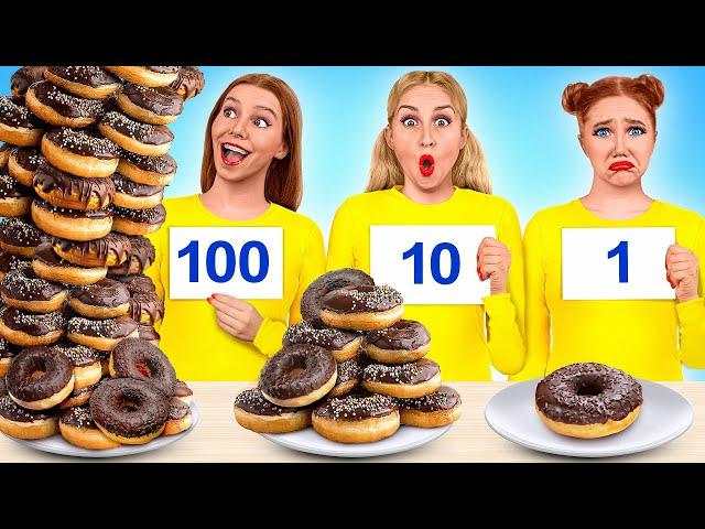 1, 10 или 100 Слоев еды Челлендж | Сумасшедший челлендж от Multi DO Challenge