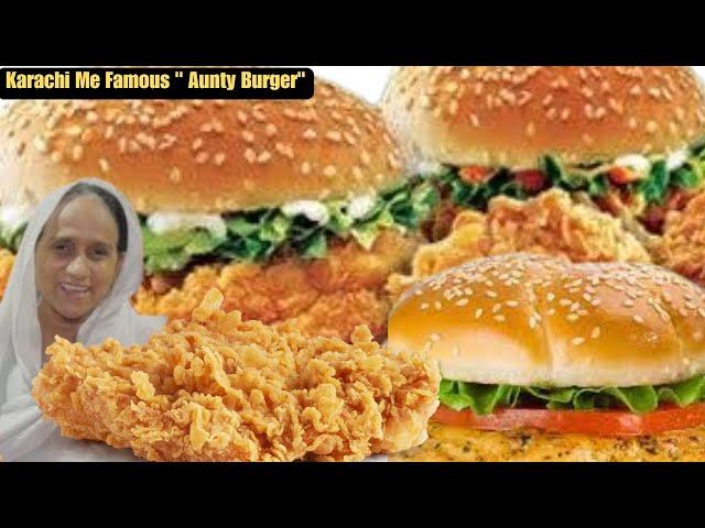 Aunty Burger Karachi women selling Zinger burger Street Food Soldier Bazar