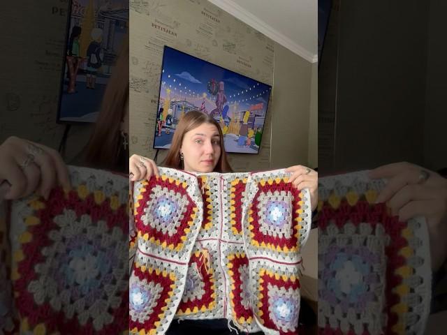 Вяжу тот самый кардиган из огромных квадратов#crochet #вязание #кардиган #tutorial