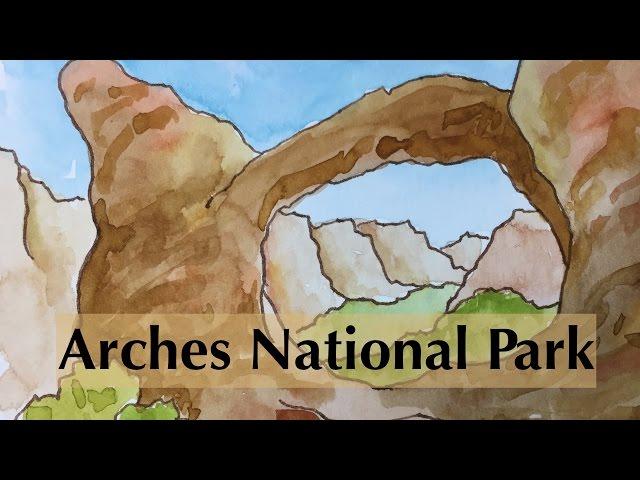 Painting Arches National Park in Watercolor Tutorial Watercolour Utah Red Rock