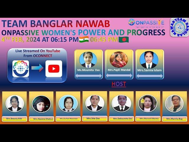 ONPASSIVE ||TEAM BANGLAR NAWAB WOMEN'S POWER AND PROGRESS WEBINAR GLOBALLY|| 4th FEB 6:30 FEB PM IND