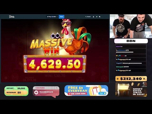 10,000x Win on Rooster! | TeamBoflex's Crazy Outfit | Stake Casino