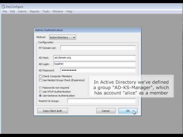 Configuring External Admin Authentication in K2 KeyServer