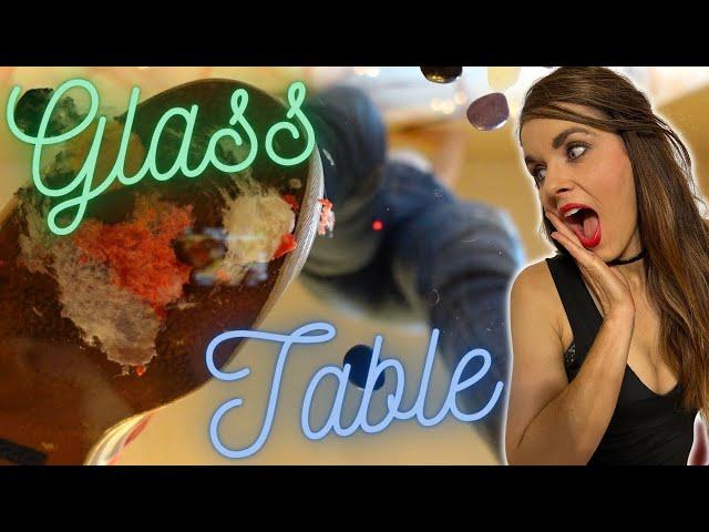 Crushing Things With Red Keds on GLASS TABLE (Jelly Beans)