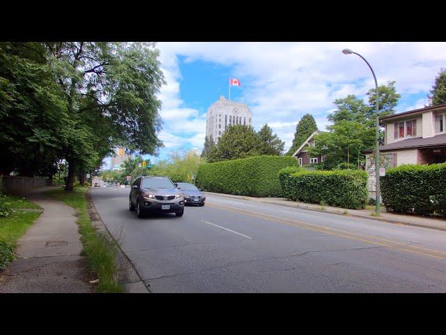 Walking to City Hall in VANCOUVER BC Canada. Tour from East to West.