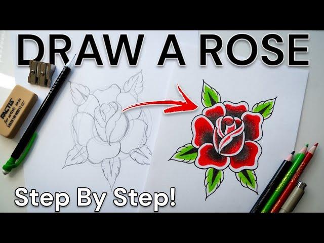 How To Draw A Traditional Rose Step By Step