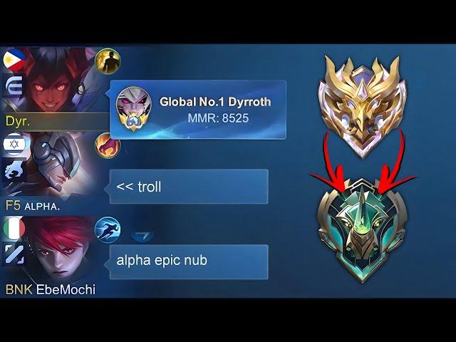 MY FIRST DYRROTH MATCH ON EPIC RANK!!(team troll me hard)