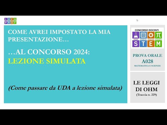 Lezione simulata concorso 2024 - come avrei presentato la mia traccia a28 a questo orale