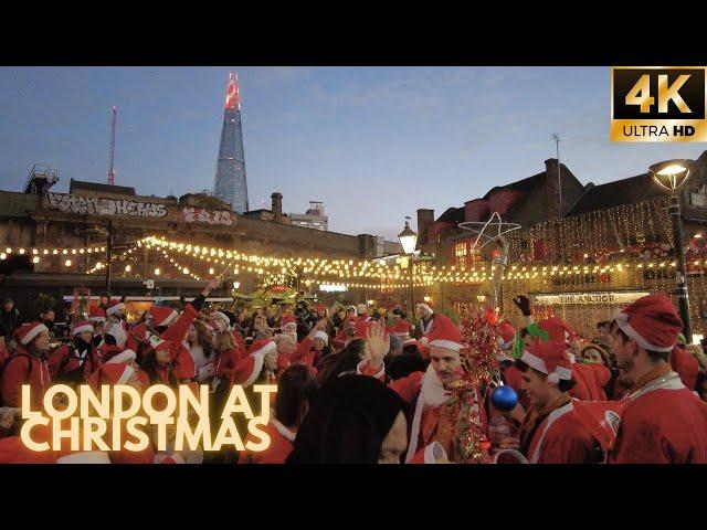  London Christmas Tour 2024  | Festive Walk of London Bridge & Borough Market to Tower Bridge [4K]