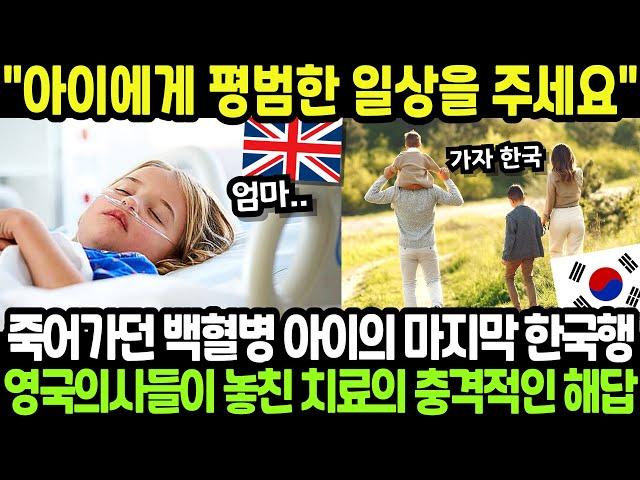 [해외감동사연] 영국 의료진도 포기한 백혈병 소녀, 한국 의사가 건드리자 47번의 응급실 방문이 0이 된 기적적인 사연