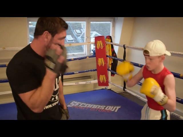 FUTURE WORLD CHAMPION? ALEX ARTHUR PAD WORKOUT WITH HIS 12 YEAR OLD SON MACHLAN ARHTUR