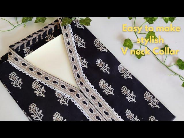 Sewing Tutorial for Collar Kurti Front Neck Design \ V neck design \