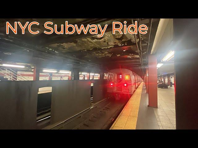 MTA NYC Subway B Line Ride - Washington Square to Bryant Park Station 6/27/2024