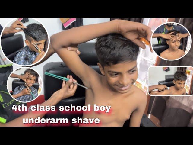4th class school boy underarm shave,full body massage school boy,haircut #school #boy beard shave